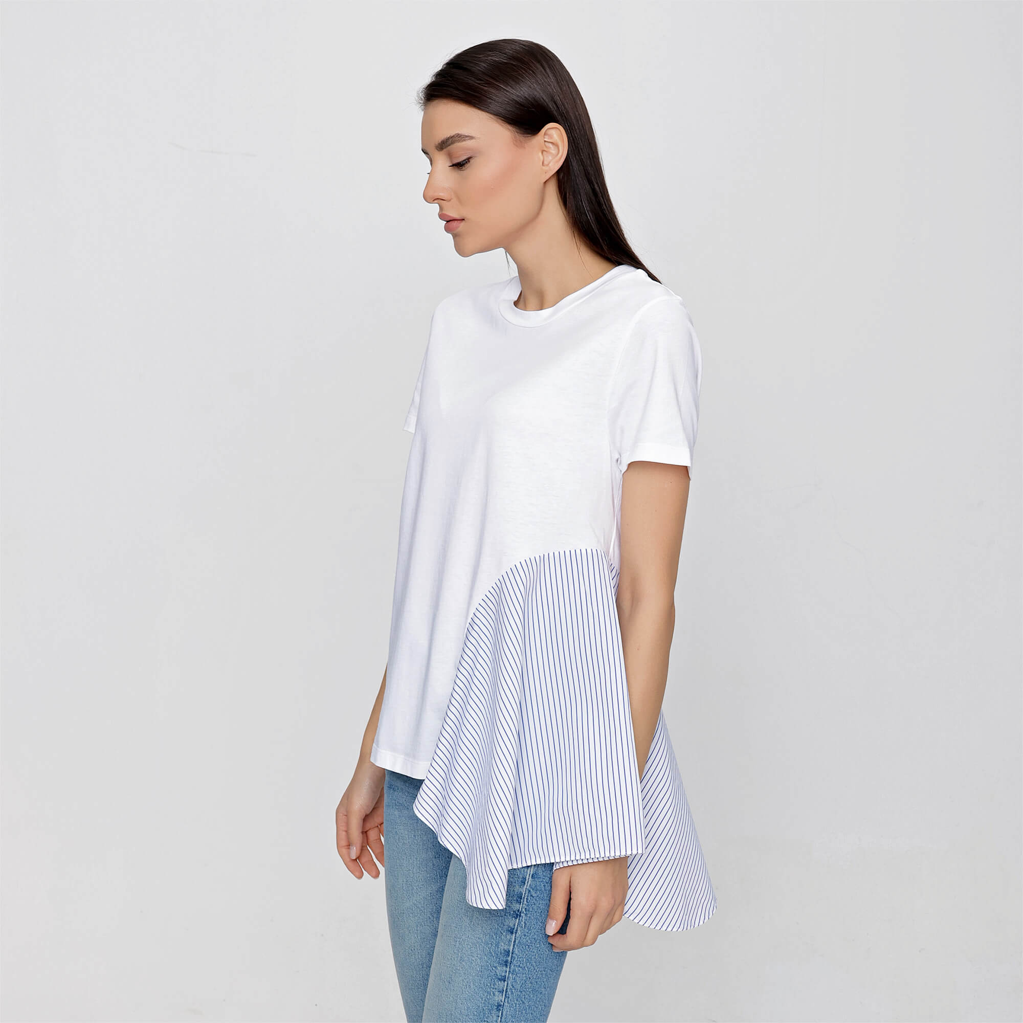 Stella Mccartney - White Cotton Striped Poplin Tshirt